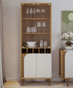 Cristaleira Jurerê Com Detalhe Ripado Larg. 0.70m Naturale/Off White Matte - Colibri