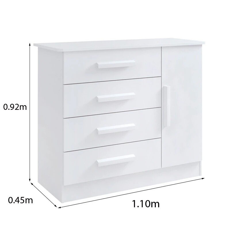 Combo - Roupeiro Merídian 2 Pts Branco + Cômoda Firenze Branco + Cama Milênio Branca + Cama Auxiliar 2 Gavetas Branca - D Doro - Imagem 14
