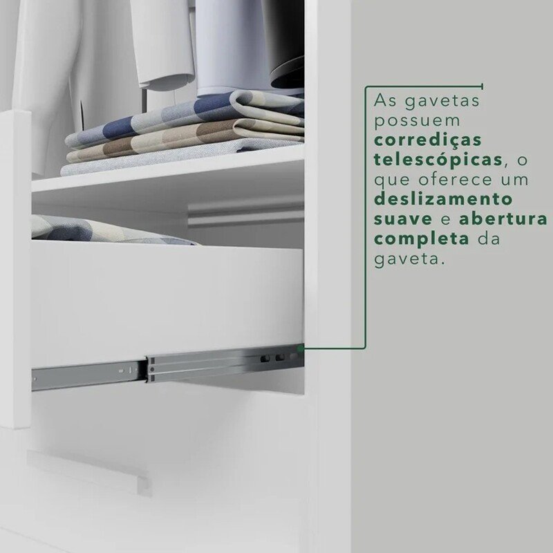 Roupeiro Recife 8 Portas Branco Larg. 2.41m - Sallêto - Imagem 5