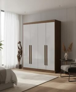 Roupeiro Da Vinci Plus 4 Portas Castanho/Off White Larg. 1.85m - D Doro