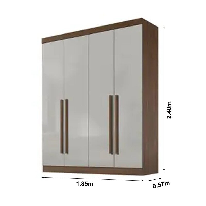 Roupeiro Da Vinci Plus 4 Portas Castanho/Off White Larg. 1.85m - D Doro - Imagem 3