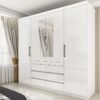 Guarda-Roupa Império Larg. 2.00m Branco C/Espelho 4 Portas 6 Gavetas - Carioca