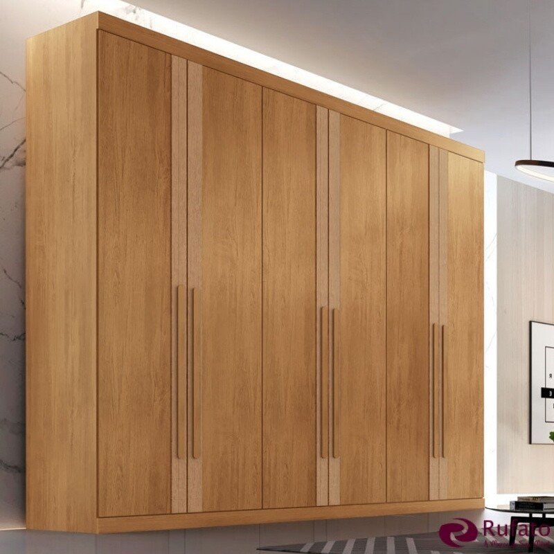 Guarda-roupa Casal Lucca Premium Nature 6 Portas 6 Gavetas Larg. 2.73m 100% MDF Rufato