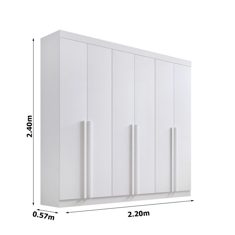 Roupeiro Milano 6 Portas Branco Larg. 2.20m - D Doro - Imagem 4