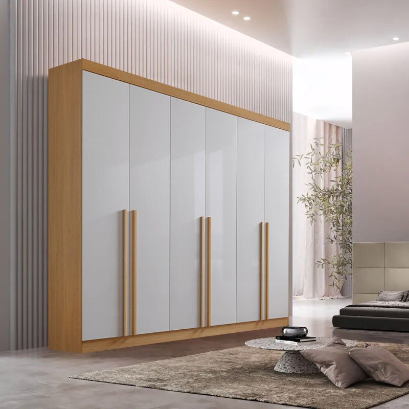 Roupeiro Milano 6 Portas Cinamomo/Off White Larg. 2.20m - D Doro