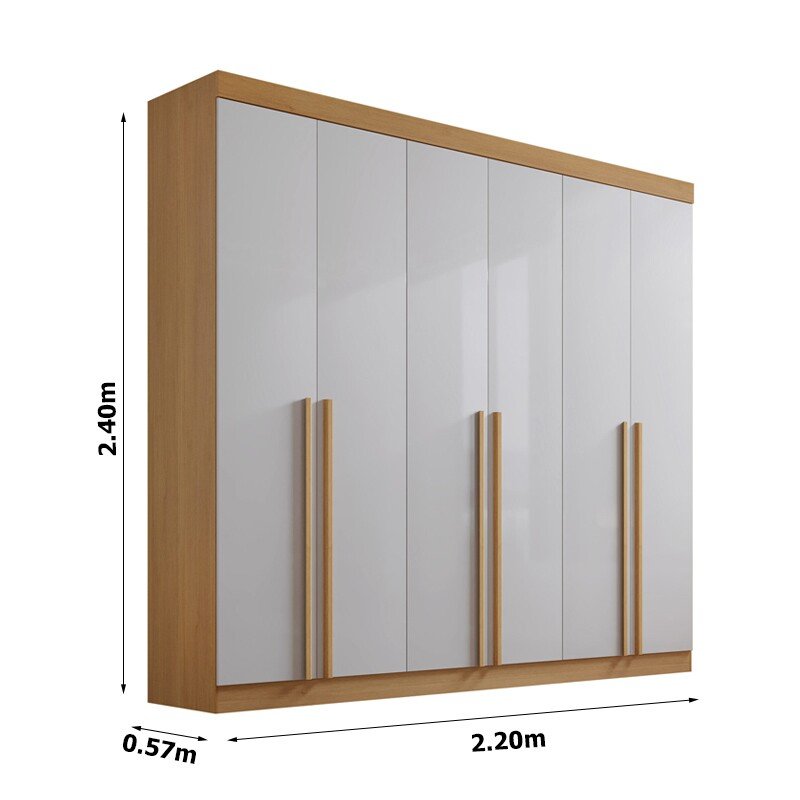 Roupeiro Milano 6 Portas Cinamomo/Off White Larg. 2.20m - D Doro - Imagem 4