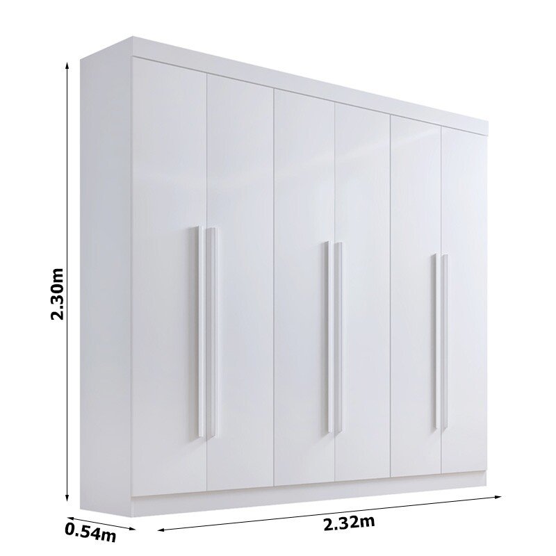 Roupeiro Monte Carlo 6 Portas Branco Larg. 2.32m - D Doro - Imagem 3