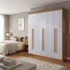 Roupeiro Monte Carlo 6 Portas Cinamomo/Off White Larg. 2.32m - D Doro