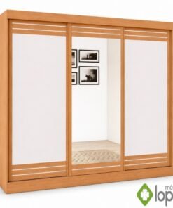 Guarda-roupa Nice Amêndoa Clean/Off White C/Espelho 3 Portas 4 Gavetas Flex Larg. 2.70m - Móveis Lopas