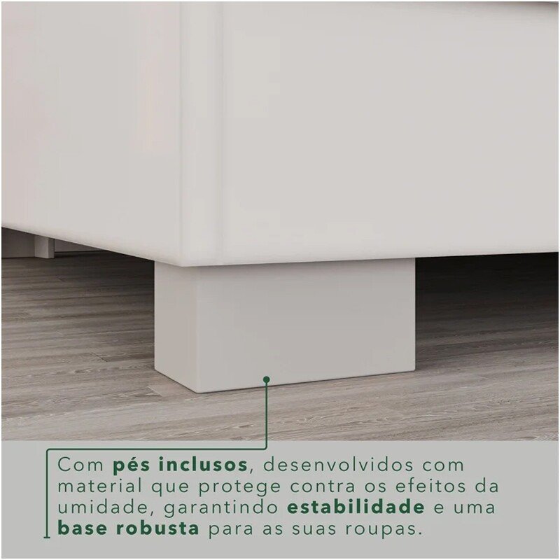 Roupeiro Texas Premium 6 Portas Branco C/Espelho e Pés Larg. 1.80m - Sallêto - Imagem 10