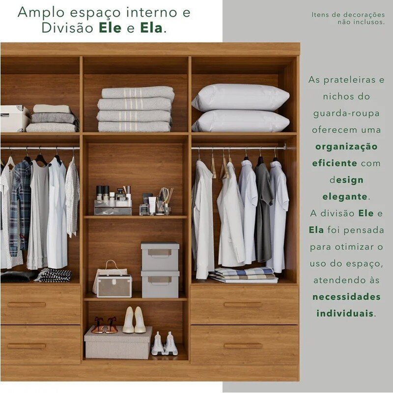 Roupeiro Texas Premium 6 Portas Cinamomo Larg. 1.80m - Sallêto - Imagem 4