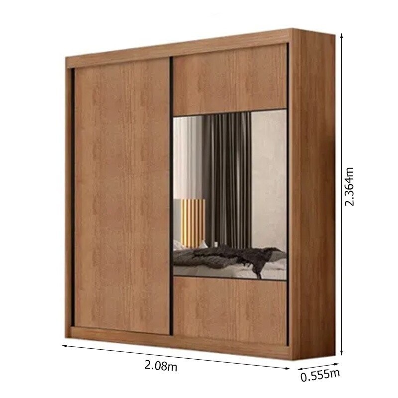 Guarda-roupa Versatto Cumaru Larg. 2.08m C/Espelho 2 Portas 8 Gavetas - Novo Horizonte - Imagem 3