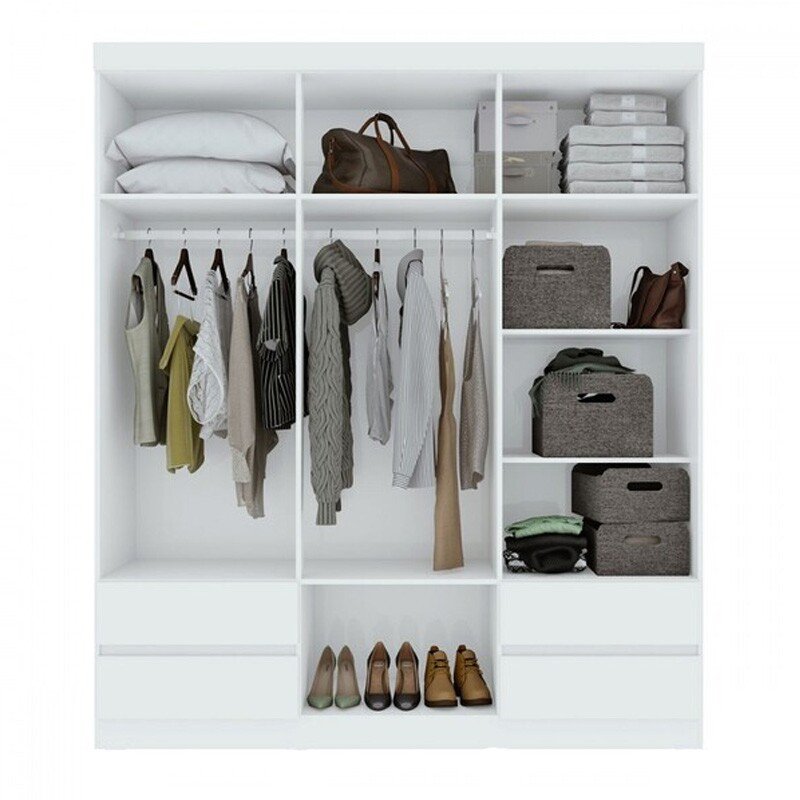 Guarda-roupa Zeus Branco 6 Portas 4 Gavetas Larg. 1.77m - Móveis Lopas - Imagem 4