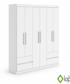 Guarda-roupa Zeus Branco 6 Portas 4 Gavetas Larg. 1.77m - Móveis Lopas