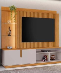 Home Amparo Larg. 1.82m Cinamomo/Off Ripado C/ Led para TV até 60" - JCM