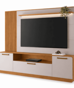 Home Apego Cinamomo-Off C/Luminária LED e Detalhe Ripado TV até 65" Larg. 2.00m - JCM