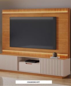 Home Atena Candian Larg. 2.10m Cinamomo/Off C/Detalhe Ripado e Luminárias em LED - JCM