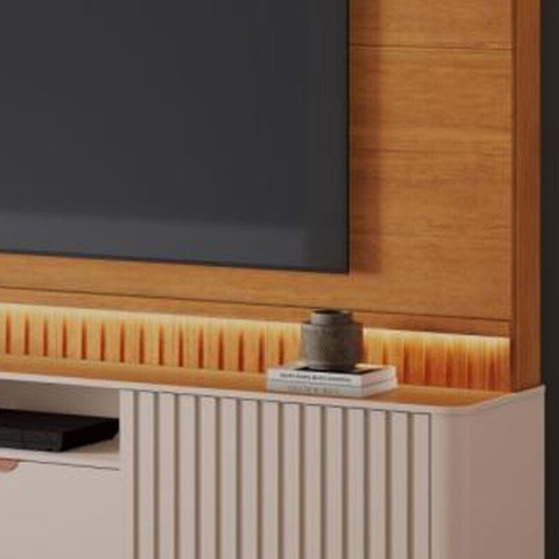 Home Atena Candian Larg. 2.10m Cinamomo/Off C/Detalhe Ripado e Luminárias em LED - JCM - Imagem 2