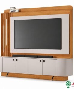 Home Dominus Candian 1.82m Cinamomo/Off White C/Detalhe Ripado e LED para TV até 65''- JCM