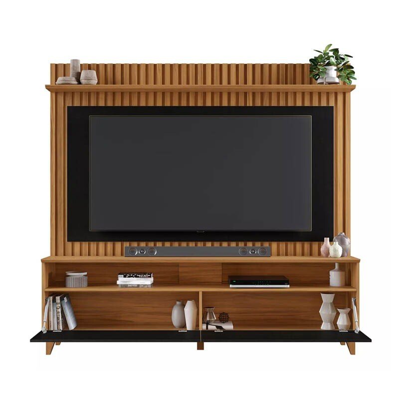 Home NT 1340 Larg. 1.83m Freijó/Preto Ripado para TV até 65" - Notável - Imagem 2