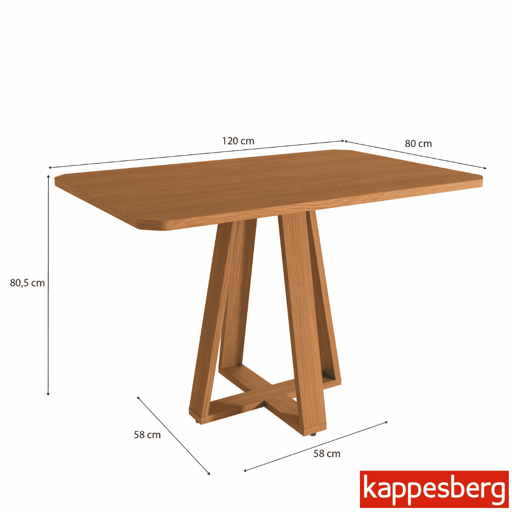 Mesa de Jantar BA65 Tampo MDF Madeirado 120X80 + 4 Cad. Gardeni Canela - Kappesberg - Imagem 5