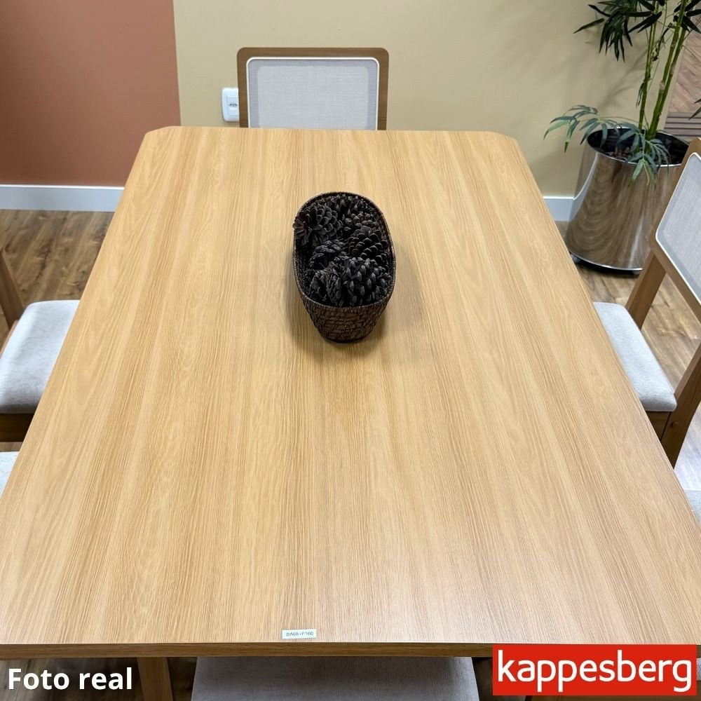 Mesa de Jantar BA65 Tampo MDF Madeirado 120X80 + 4 Cad. Gardeni Canela - Kappesberg - Imagem 3