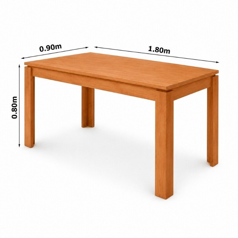 Mesa Athenas 180x90 Amêndoa Clean Tampo Maciço - Móveis Lopas - Imagem 3