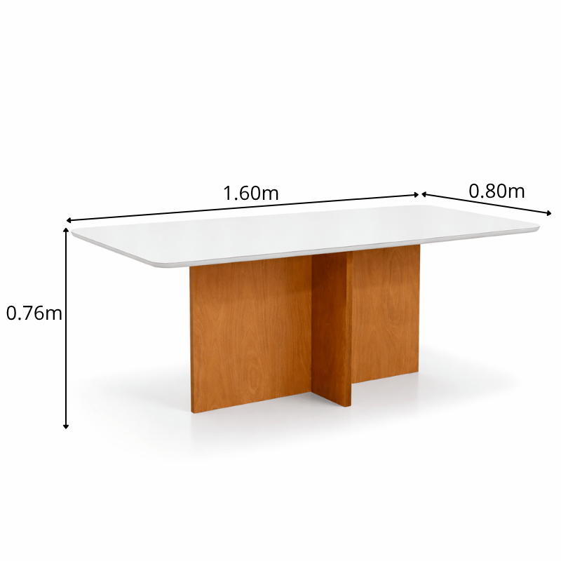 Mesa de Jantar Moscou 160x80 Vidro Off/Base Cinamomo - Minas Plac - Imagem 2