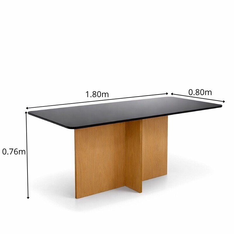 Mesa de Jantar Moscou 160x80 Vidro Preto/Base Cinamomo - Minas Plac - Imagem 2