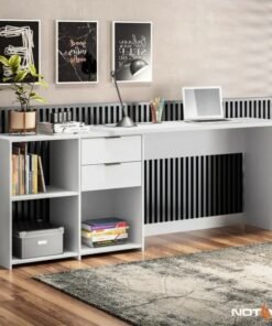 Mesa Office NT 2060 Larg. 2.00m Branco 2 Gavetas Notável