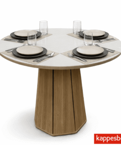 Mesa de jantar Jade BA54 Tampo Redonda 105x105cm MDF C/vidro Off White - Kappesberg