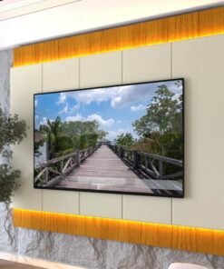 Painel Magnífico 220 Larg. 2.18m Nature/Off C/LED e Detalhe Ripado para TV até 70" - Gelius