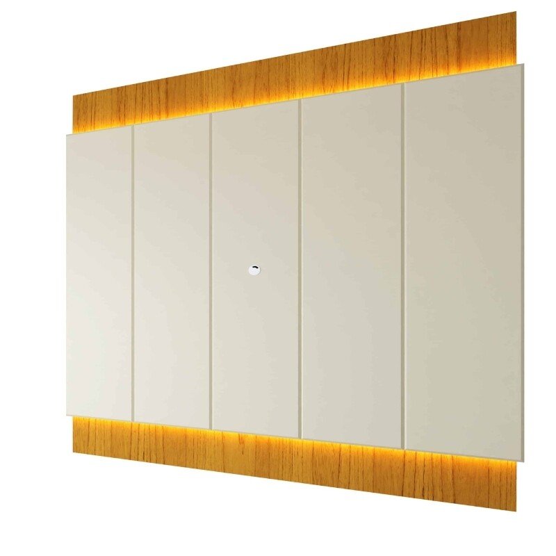 Painel Magnífico 220 Larg. 2.18m Nature/Off C/LED e Detalhe Ripado para TV até 85" - Gelius - Imagem 5