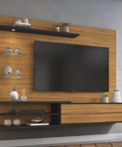 Painel NT 1115 Larg. 1.80m Freijó/Preto C/ Led para TV até 60"- Notável