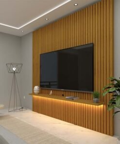 Painel Nobre Larg. 1.85m Naturale Ripado C/ Led 100% MDF TV até 75" - Gelius