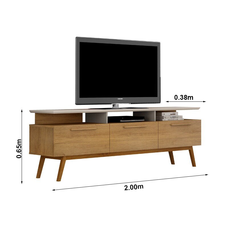 Rack Bancada São Paulo Larg.2.00m Cinamomo/Off para TV até 70" - Valdemoveis - Imagem 3