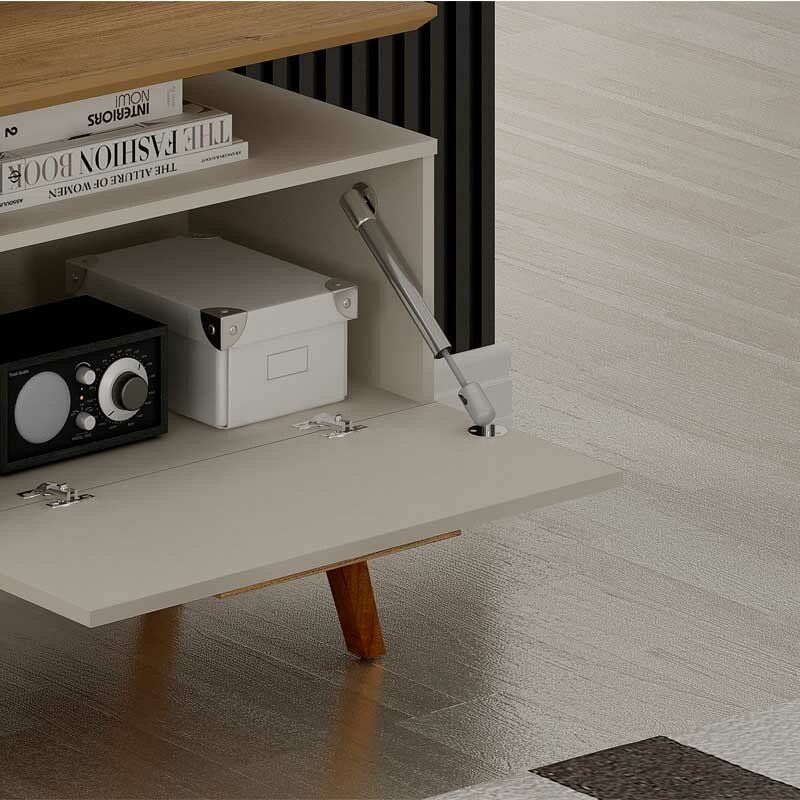 Rack Bancada São Paulo Larg.2.00m Cinamomo/Off para TV até 70" - Valdemoveis - Imagem 2