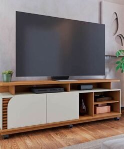 Rack Bancada Jurerê Larg. 1.80m Freijó/Off White Matte para TV até 75" - Colibri