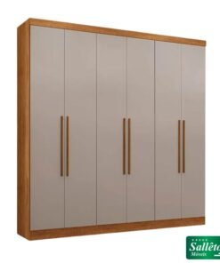 Guarda-roupa Casal Coliseu Cinamomo/Off 6 Portas 4 Gavetas Larg. 2.20m - Sallêto