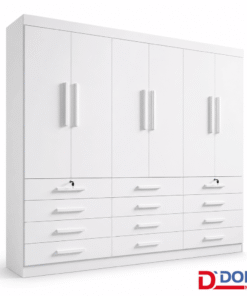 Roupeiro Casal Mônaco Branco 6 Portas 12 Gavetas Larg. 2.40m - D Doro