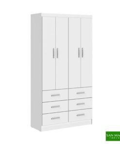 Roupeiro Nápoles Larg. 0.93m Branco 4 Portas 6 Gavetas San Marino
