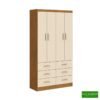 Roupeiro Nápoles Larg. 0.93m Noce TX/Pérola 4 Portas 6 Gavetas San Marino