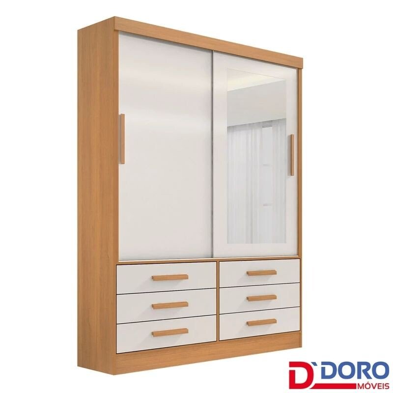 Roupeiro Meridian 2 Portas Cinamomo/Off White Larg. 1.35m - D Doro