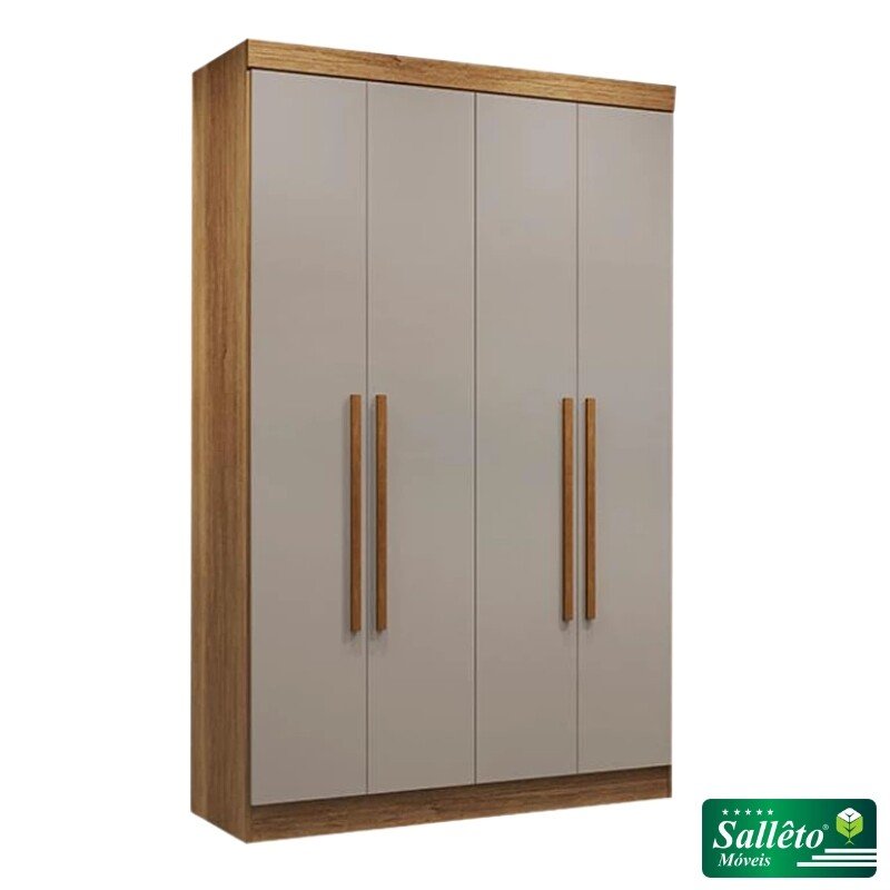 Roupeiro Recife 4 Portas Cinamomo/Off Larg. 1.21m - Sallêto