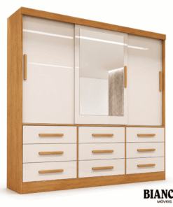Roupeiro Turim Plus 3 Portas Nature/Off white 100% MDF Larg. 2.11 - Bianchi