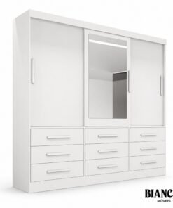 Roupeiro Turim Plus 3 Portas Branco 100% MDF Larg. 2.11 - Bianchi