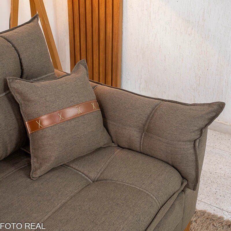 Sofá 3 Lugares Creta Linho Marrom 25 Larg. 1.80m - Molas bonnel - Imagem 6