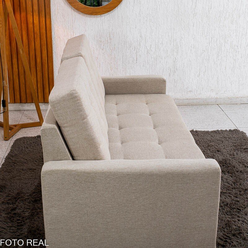 Sofá 3 lugares Living Áustria Linho Bege A57 Larg. 1.70m - Imagem 5