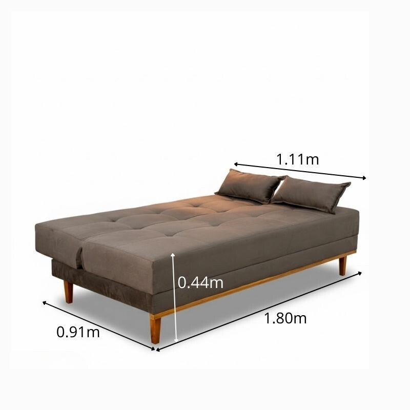 Sofá Cama Madrid Veludo Marrom 2263 Larg. 1.80m - Molas Bonnel - Imagem 2