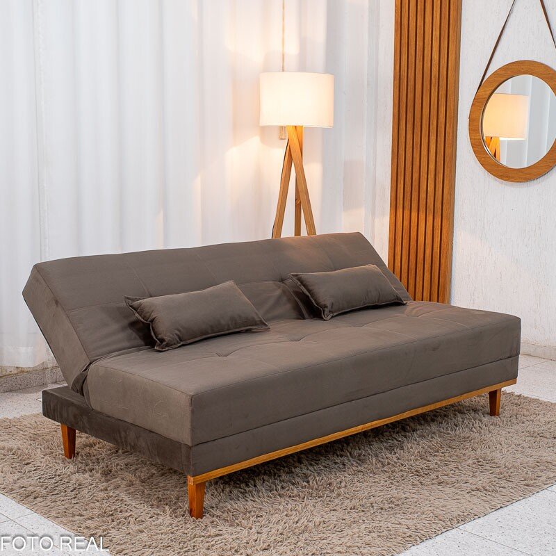 Sofá Cama Madrid Veludo Marrom 2263 Larg. 1.80m - Molas Bonnel - Imagem 5